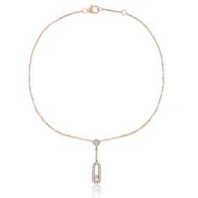 Brass 18k Rose Gold Crystal Studded Motif Chain Anklet For Women