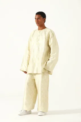 CREME SILK BROCADE TROUSERS