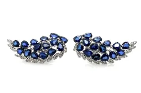 Earrings Wings 14kt Gold Diamonds and Sapphires