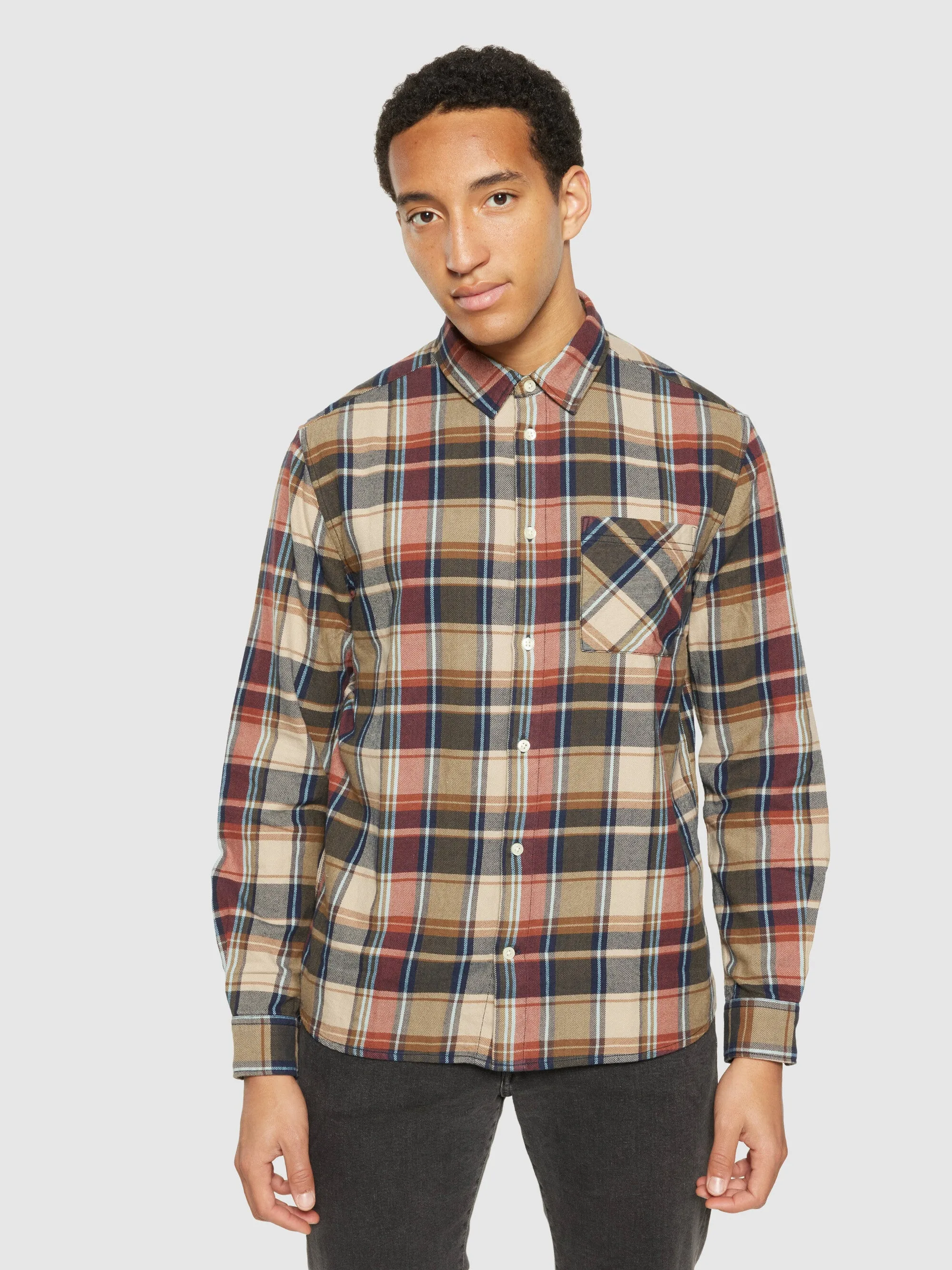 Light flannel checkered costum fit shirt - Multi check