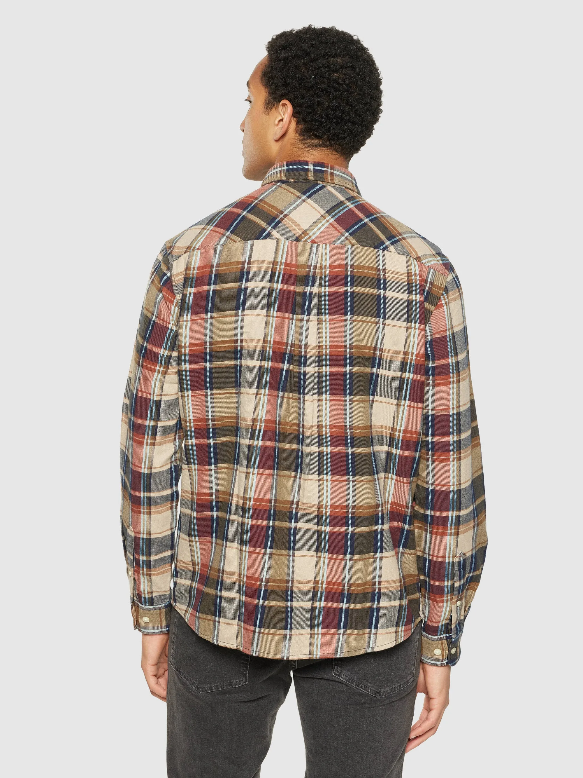 Light flannel checkered costum fit shirt - Multi check