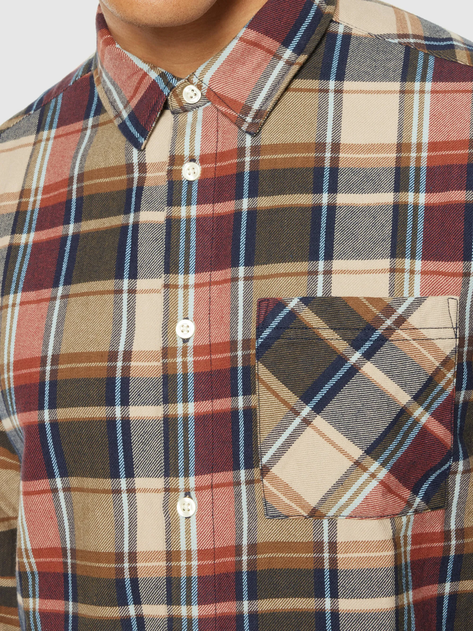 Light flannel checkered costum fit shirt - Multi check