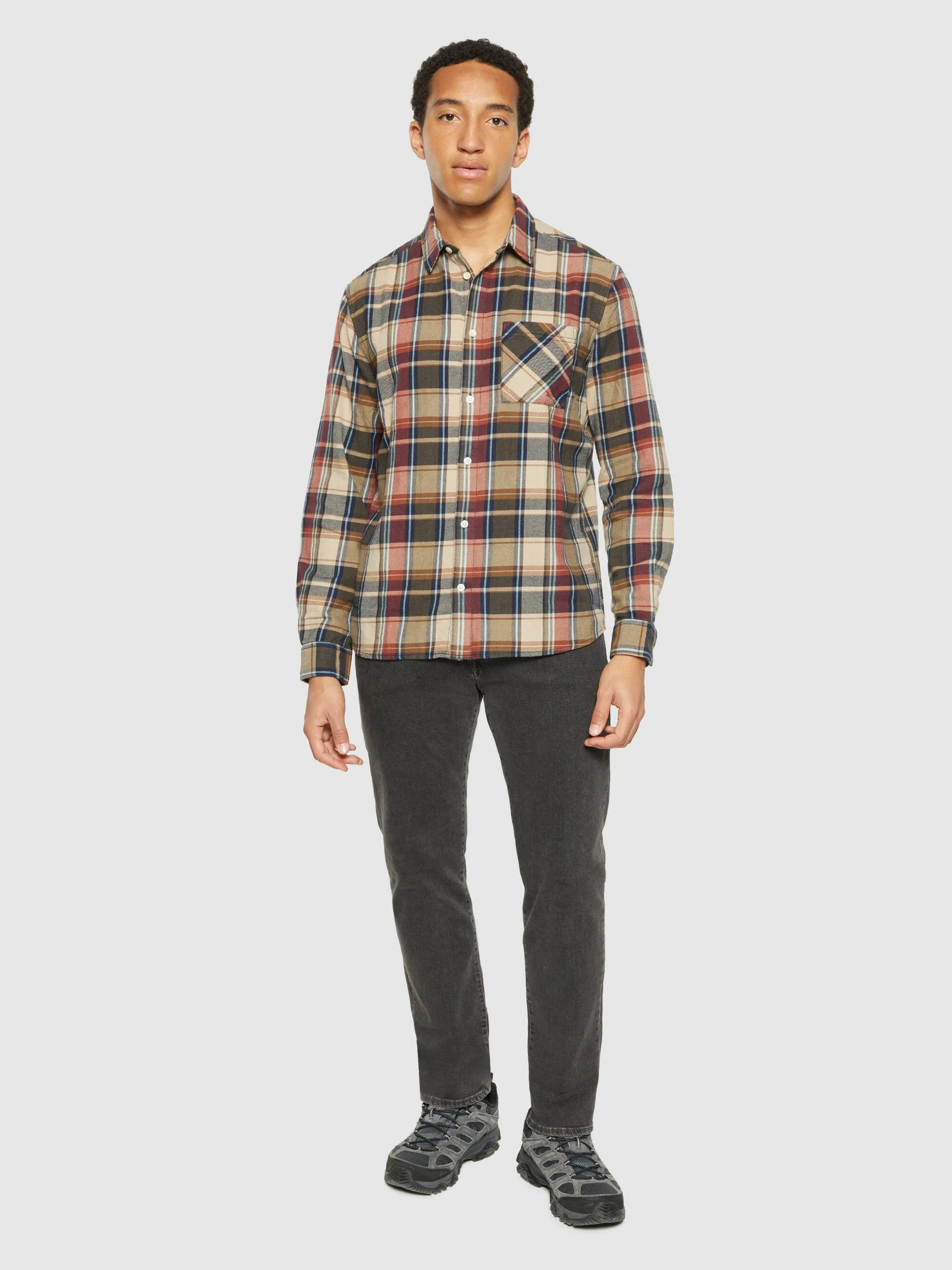 Light flannel checkered costum fit shirt - Multi check