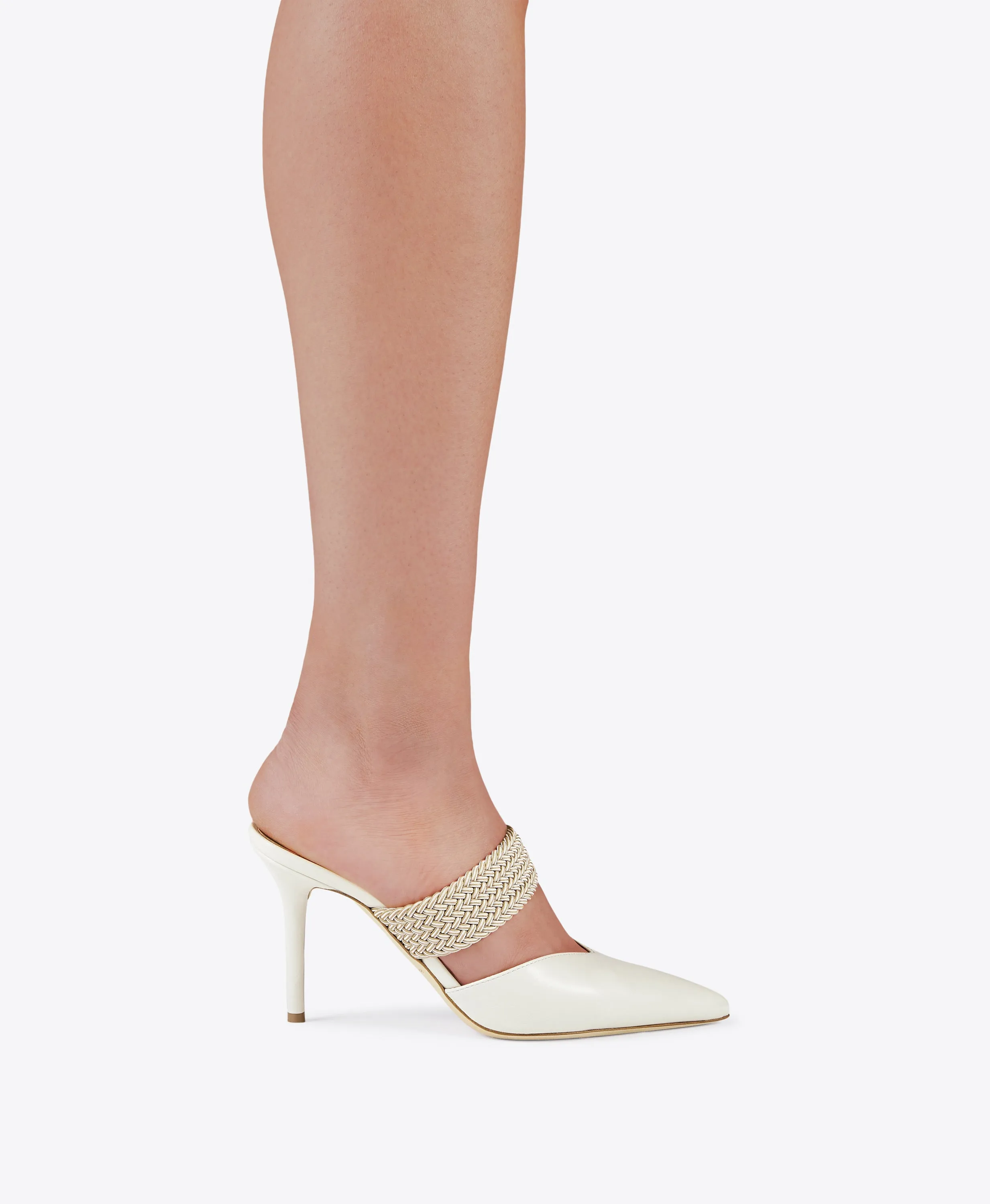 Maisie 85 Cream Leather Mules