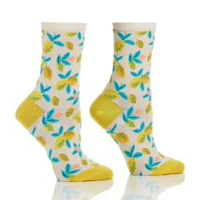 "Lemons" Cotton Dress Crew Socks by YO Sox -Medium