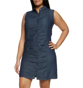 Street Denim Front Button Shirt Dress